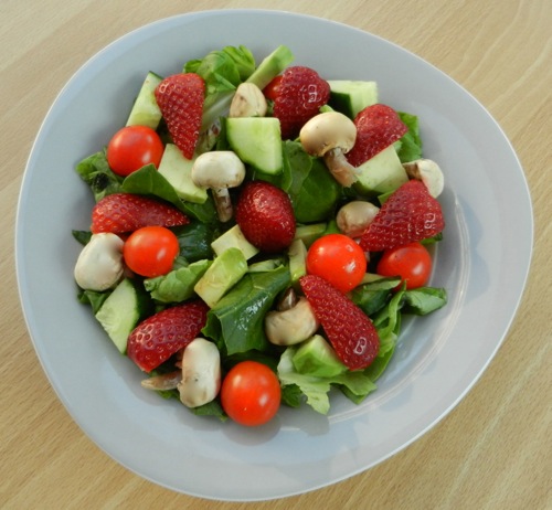 Yummy Strawberry Salad with Lettuce and Veggies